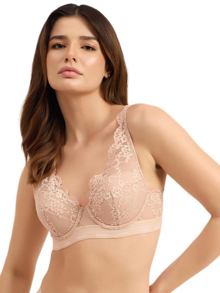 guess fashion Guess Beige Self Design Regular Fit Bra-picture-21