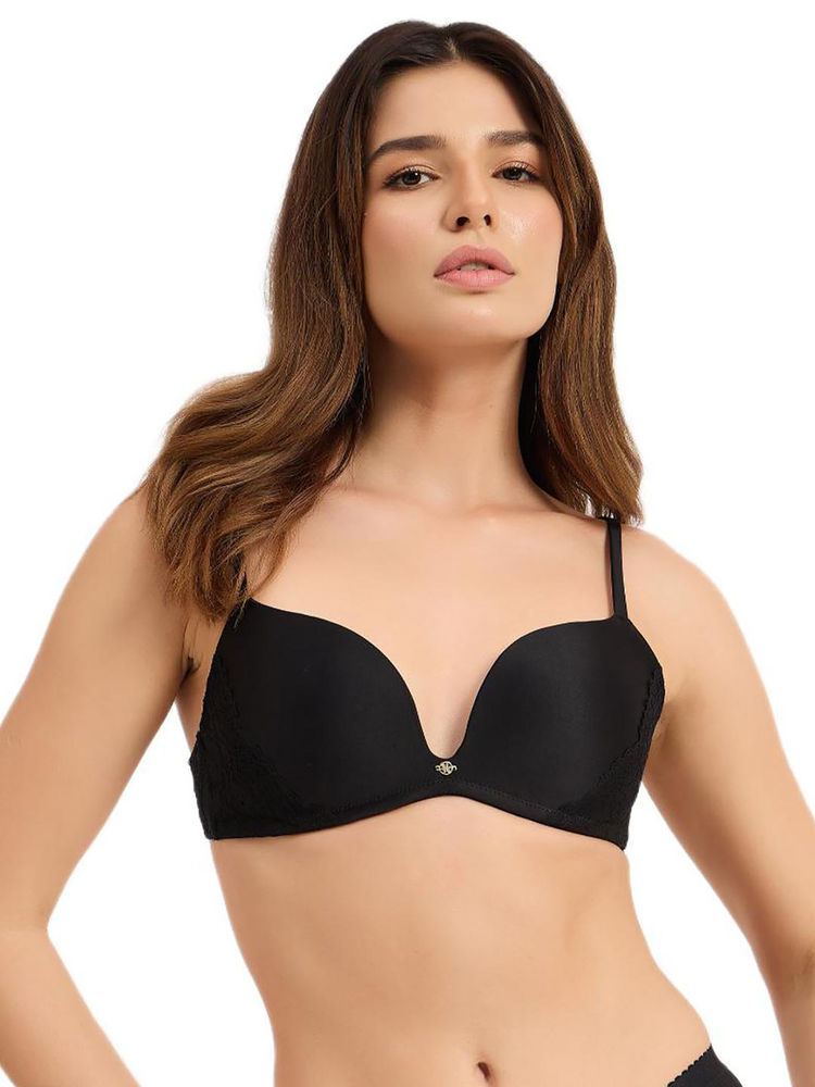 guess fashion Guess Black Solid Regular Fit Bra-picture-13