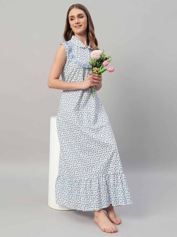 SEPHANI Blue Printed Regular Fit Nighty-picture-24