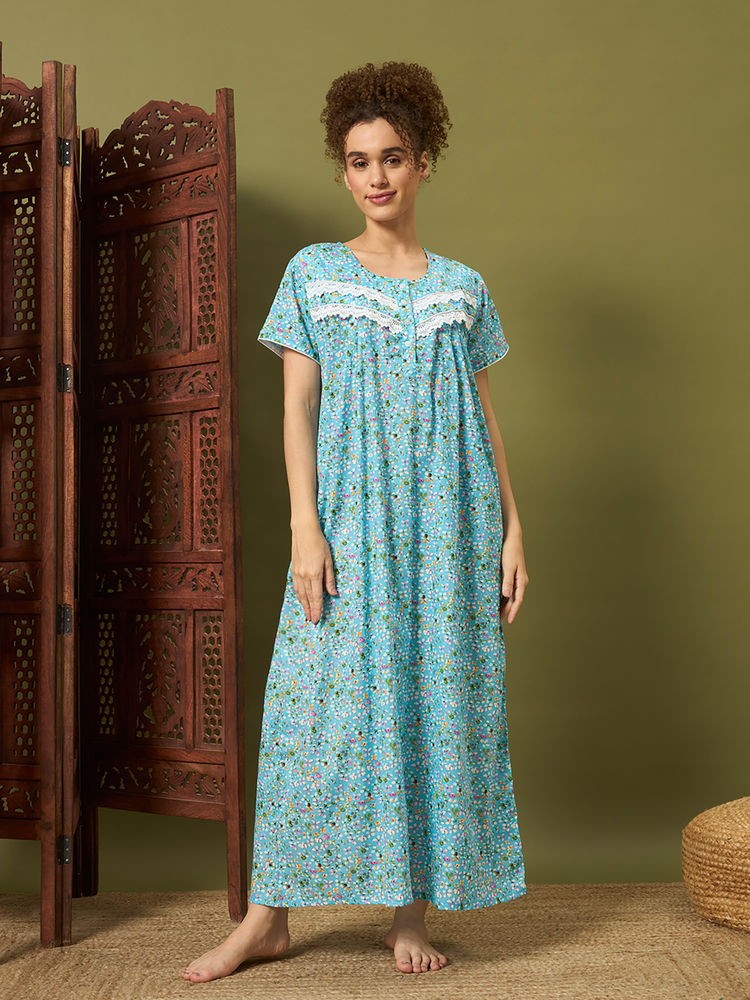 SEPHANI Blue Printed Regular Fit Nighty-picture-33
