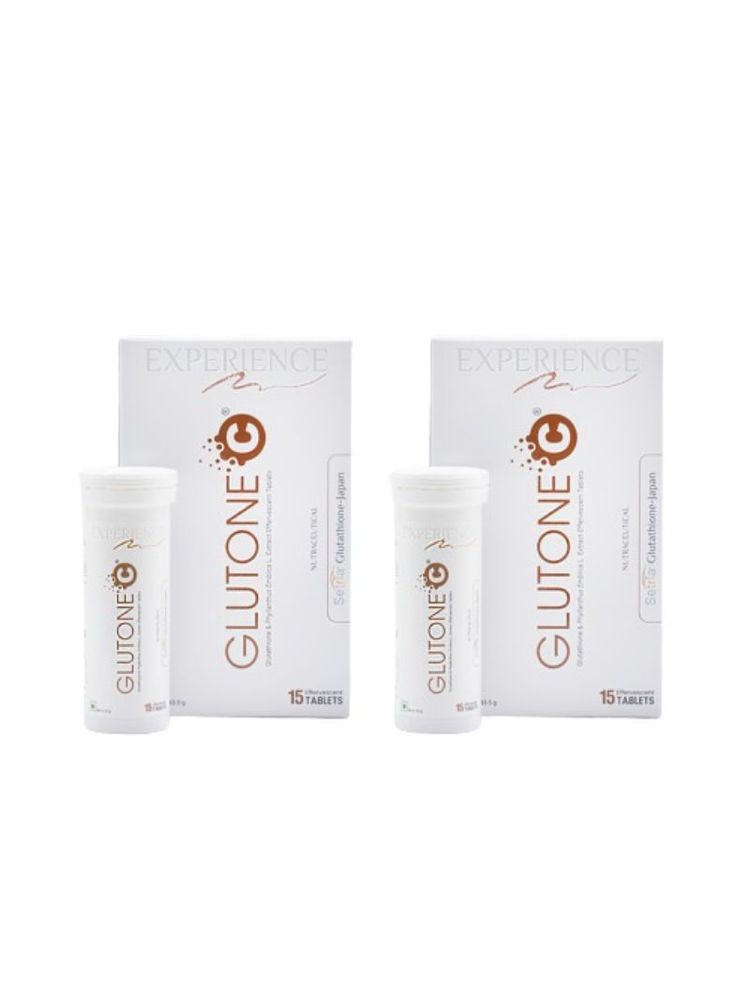 Glutone C Setria Glutathione - Japan 500mg & Natural Vit C Tablets for Skin Brightening - Pack of 2