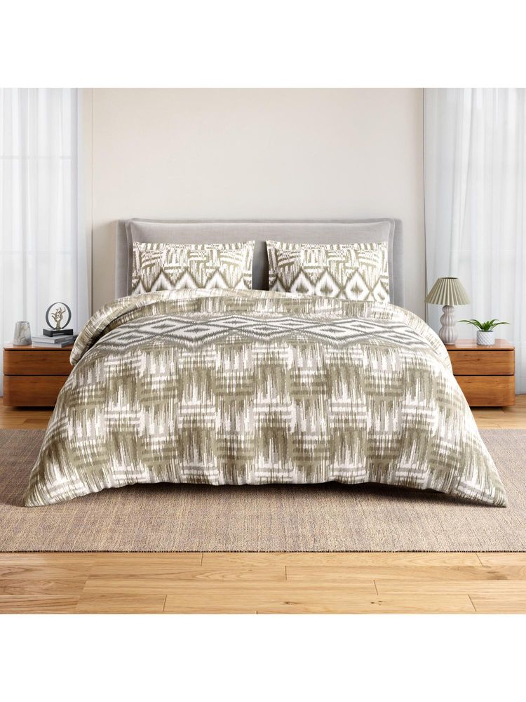 SPACES Linear Traced Elm 144 TC Cotton Geometric Design Soft Bedsheet with 2 Pillow Covers-image-18