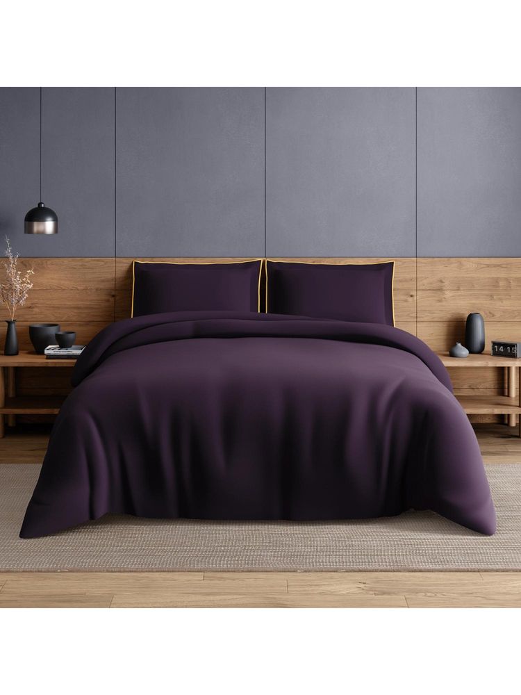 SPACES Elegance Noir Plum Caspia Cotton Soft and Breathable Plain Large Bedsheet-image-30