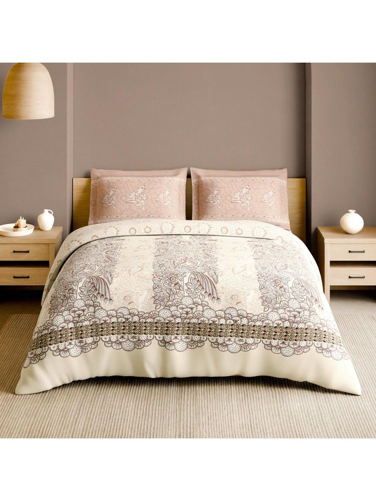 SPACES Kalamkari Calcite 210 TC Cotton Ornate Print Bedsheet with 2 Pillow Covers-picture-15