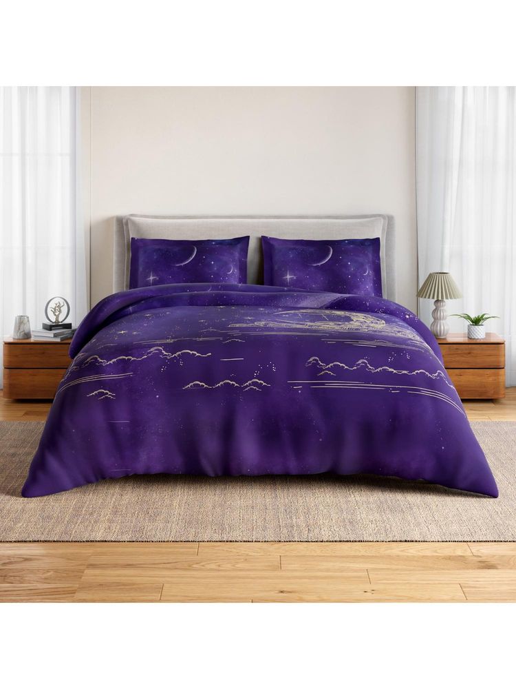 SPACES Cosmic Craft Mystical Cotton Soft Abstract Design Bedsheet with 2 Pillow Covers-picture-15