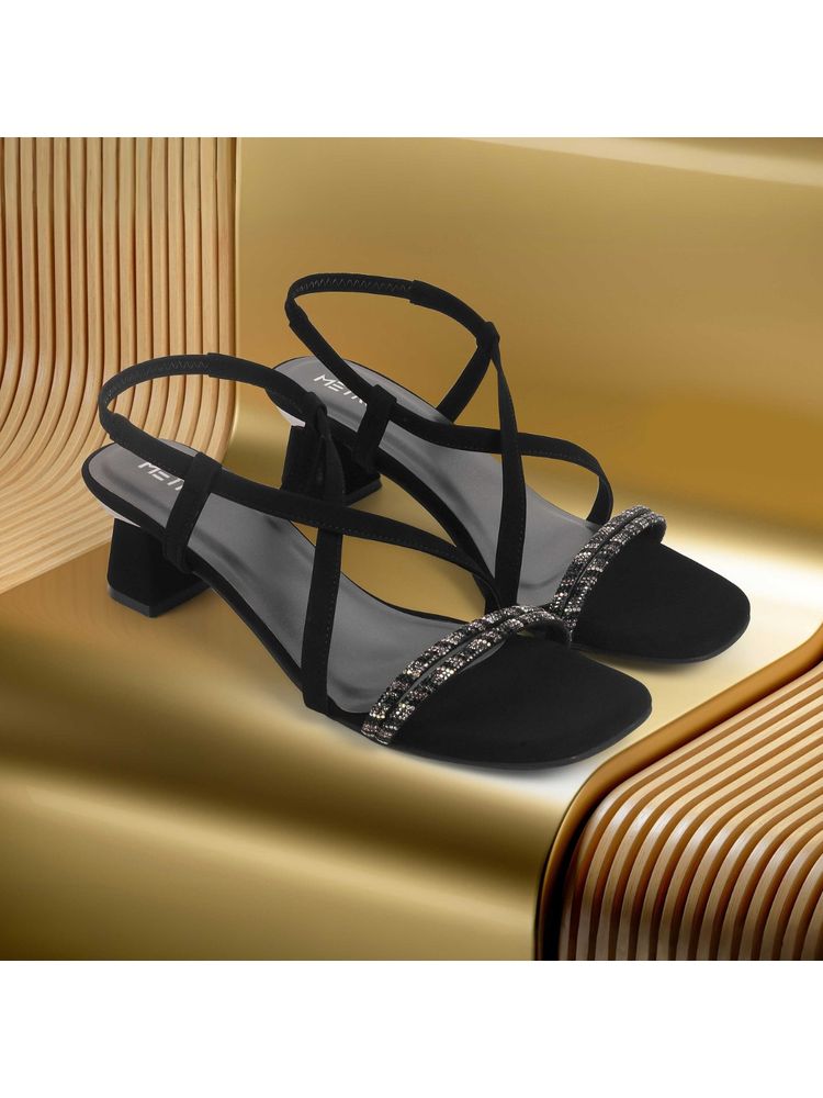 Metro Women Elegant Black Sandal Heels-picture-20