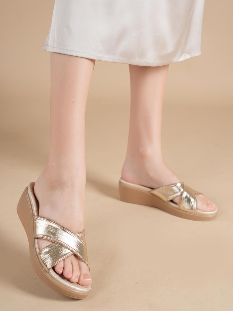 Drop Bold Women Gold Wedges Heels-picture-37