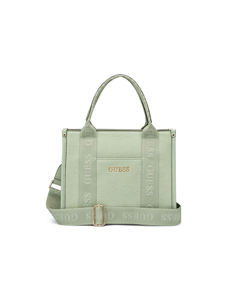 Guess Green Pu Printed Handbag with Detachable Strap-image-0