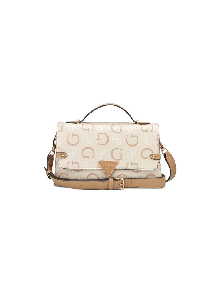 guess fashion Guess Beige Pvc Printed Slingbag with Detachable Strap-picture-11