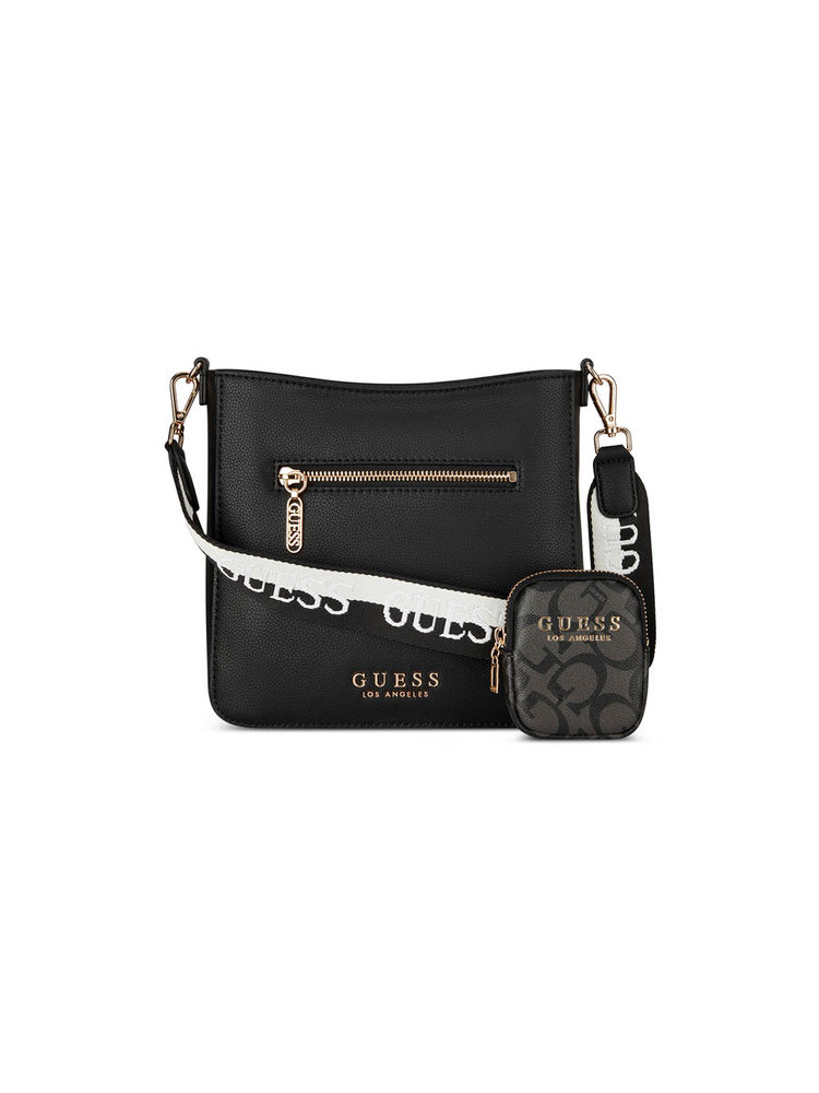 guess fashion Guess Black Pu Solid Slingbag with Detachable Strap and Coin Pouch-picture-36