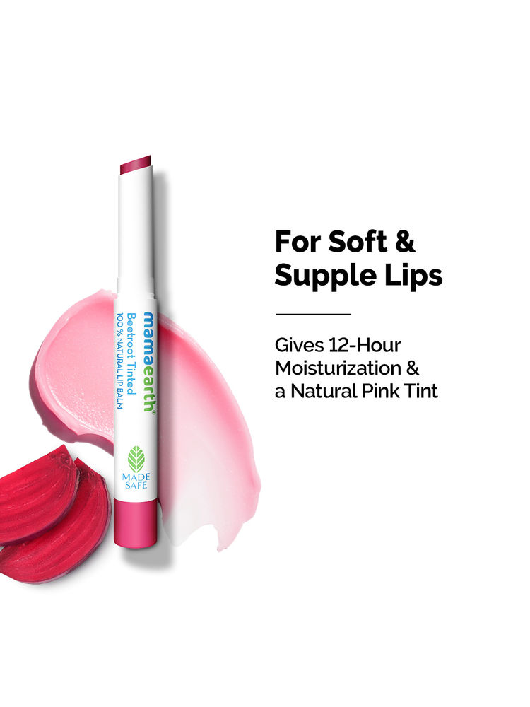 Mamaearth Beetroot Tinted Lip Balm with Beeswax for 12 Hour Moisturization