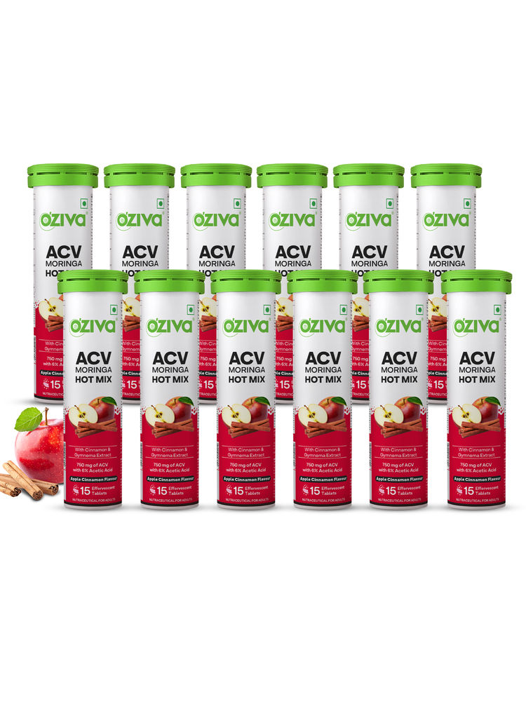 Oziva Acv Moringa Apple Cinnamon Hot Mix For Craving Control - Pack Of 12