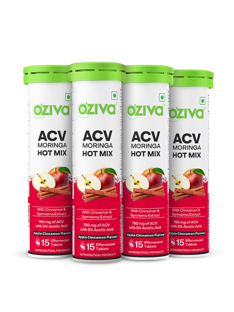 Oziva Acv Moringa Apple Cinnamon Hot Mix For Craving Control - Pack Of 4