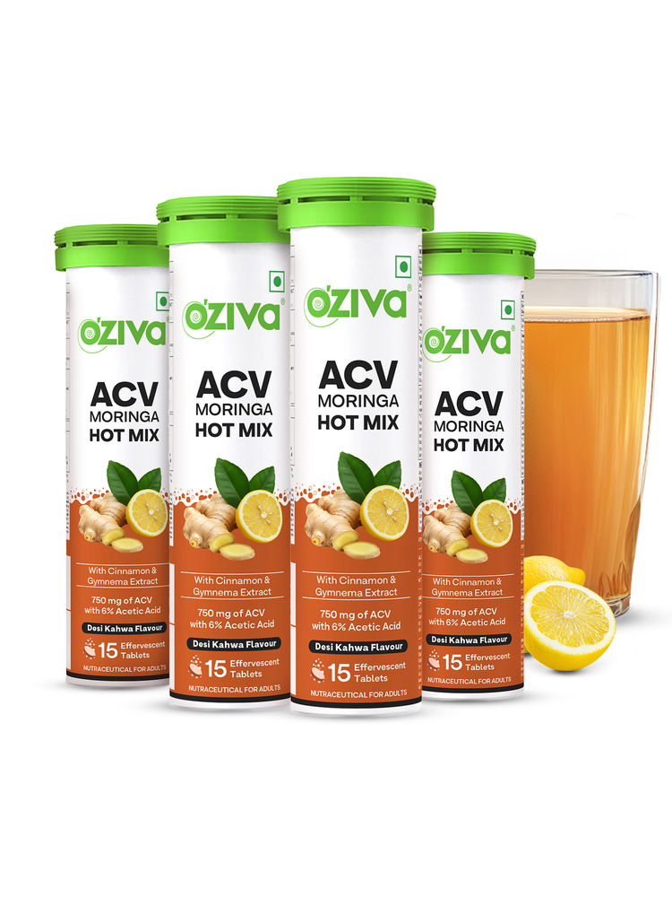 Oziva Acv Moringa Desi Kahwa Hot Mix For Craving Control - Pack Of 4