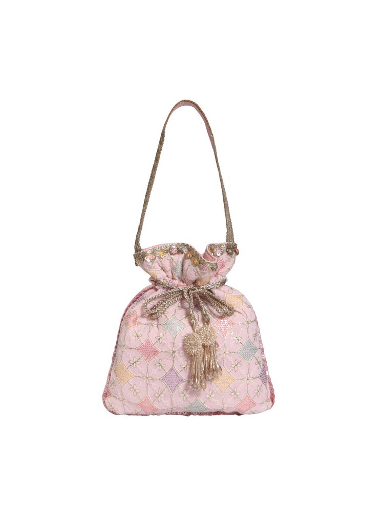 Fuchsia by Aashka Mehta Pink Petal Dew Potli Bag-picture-16
