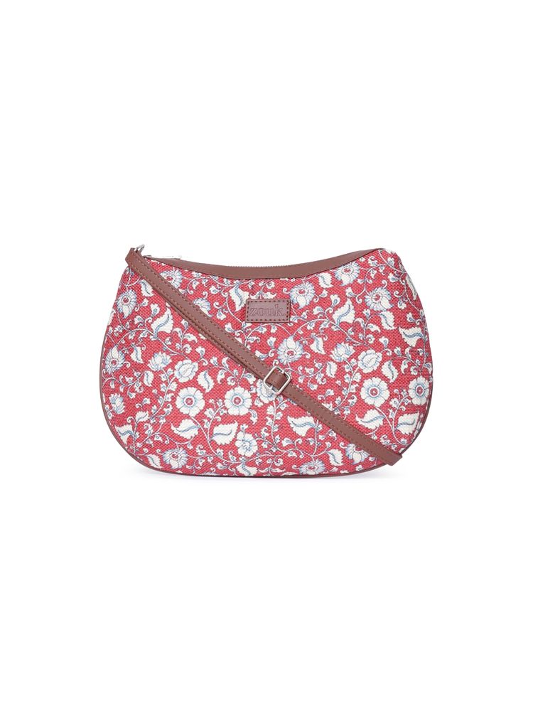 Zouk Chittoor Red Kalamkari Structured Shoulder Bag-image-1