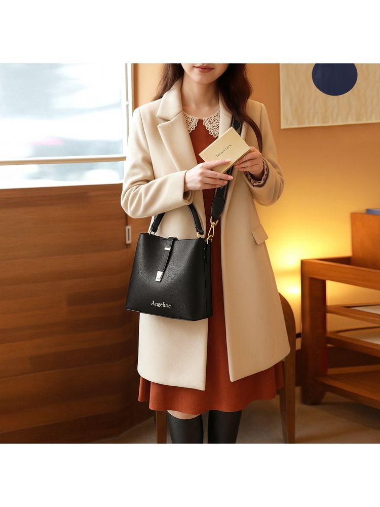 Angeline Black Handbag with Detachable Strap-picture-16