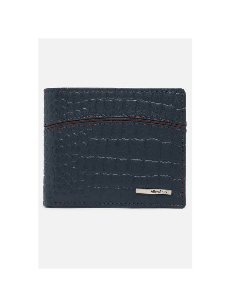 Allen Solly Men Navy Textured Genuine Leather Wallet-picture-12