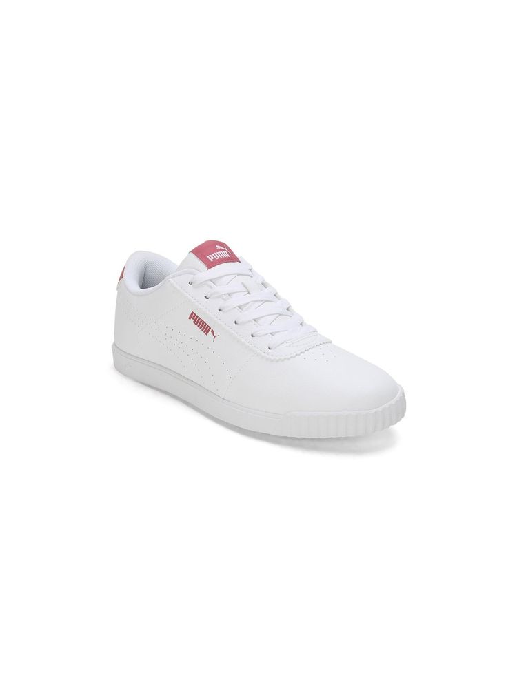 Puma Carina Slim Perf Womens Off White & Pink Sneakers