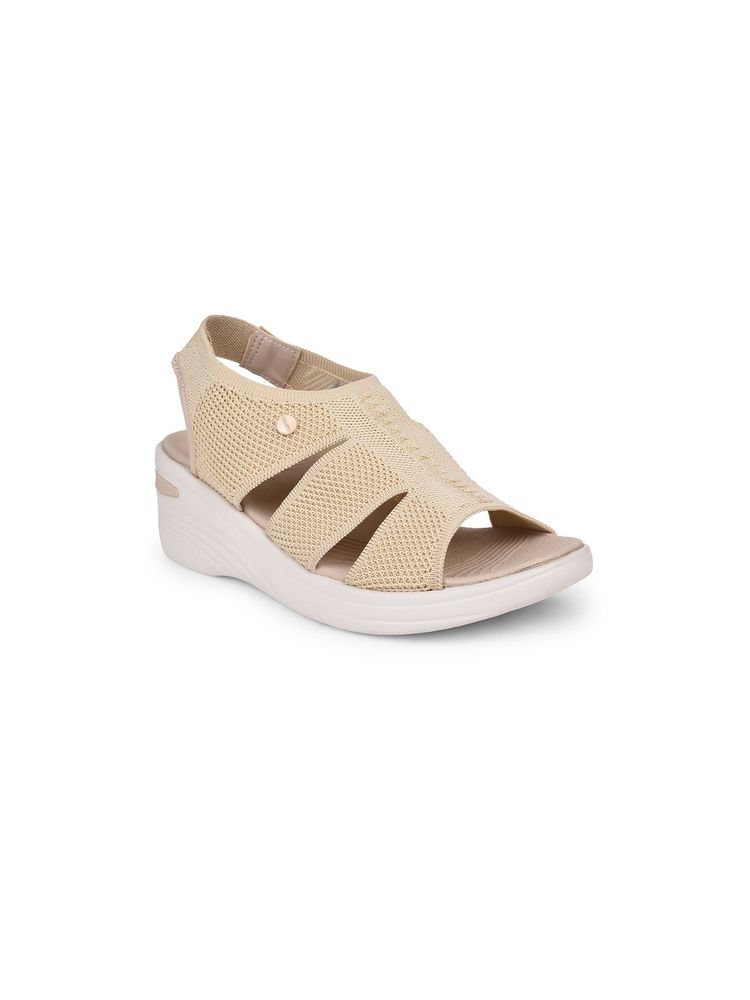 Bata Comfit Beige Wedges Sandals for Women-picture-28