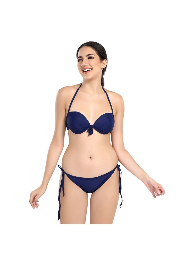 Addery Navy Blue Tie-Up Bikini Top With Panty (Set of 2)-image-36