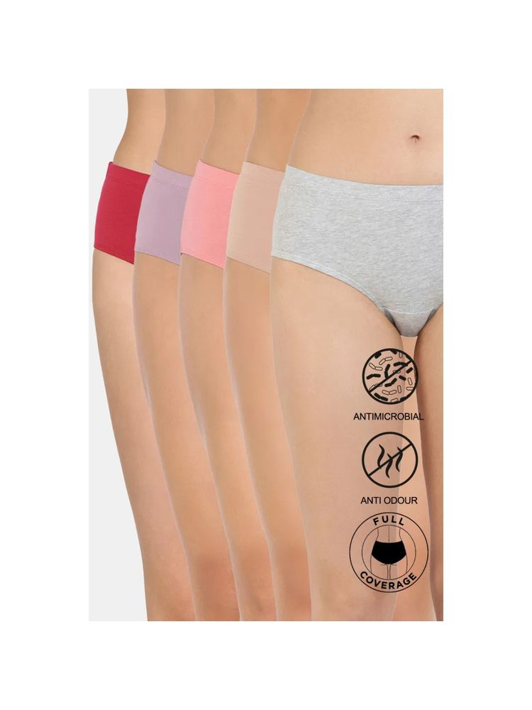 Zivame Medium Rise Full Coverage Hipster Panty - Multicolor (Pack of 5)-picture-19