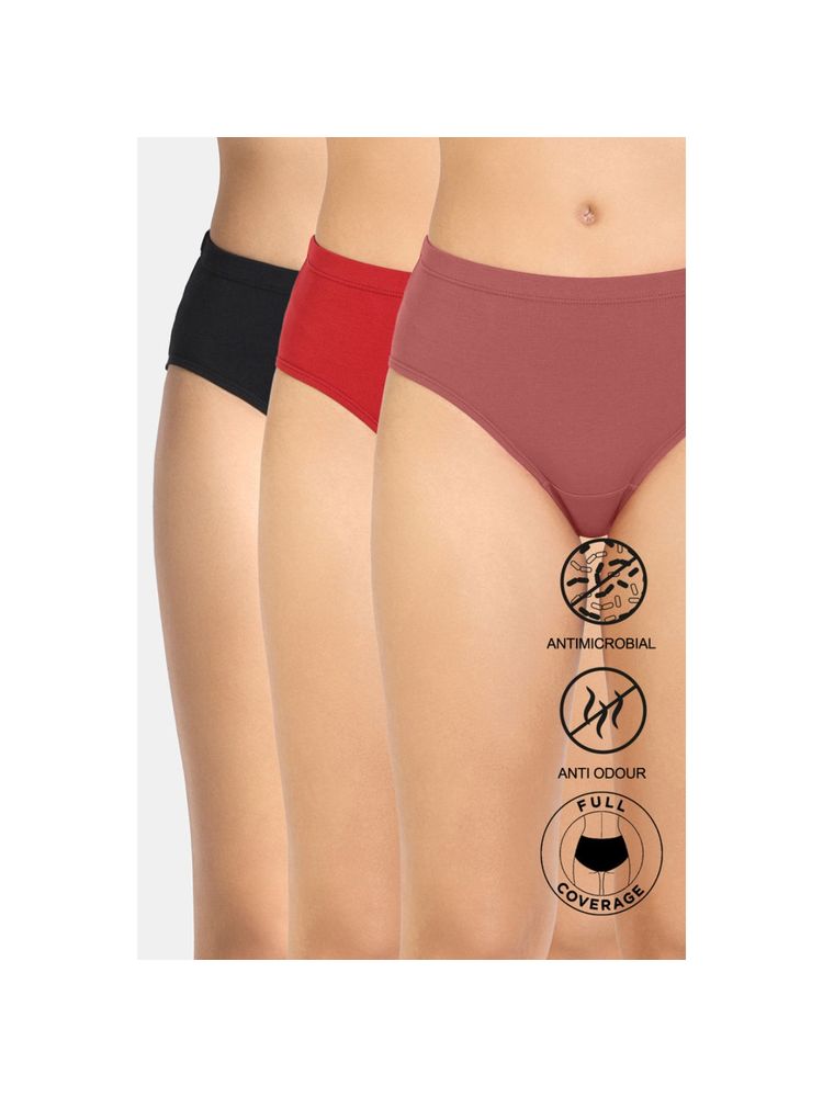 Zivame Full Coverage Medium Rise Hipster Panty Multicolor (Pack of 3)-picture-13