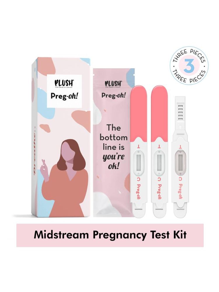 Plush Preg-oh! Midstream Pregnancy Test Kit For Women 99% Accuracy - Pack of 3