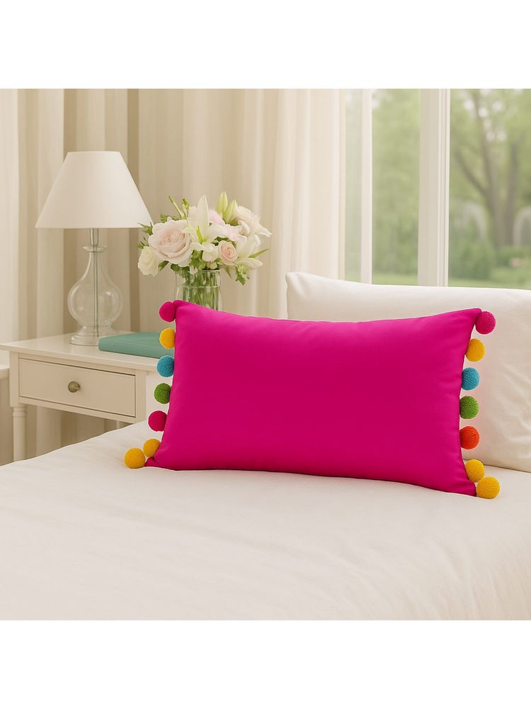 THROW PILLOW Bright Magenta with Multi-Tassel Cushion Cover-picture-11