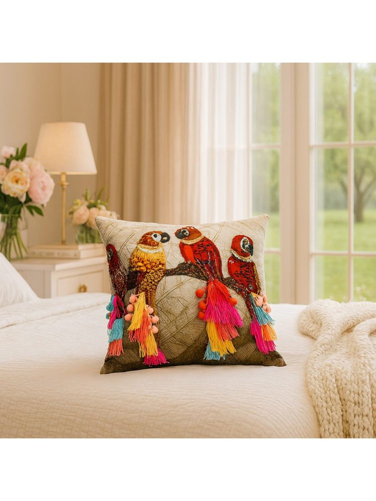 THROW PILLOW Jungle Parrot Tassel Cushion Cover-picture-18