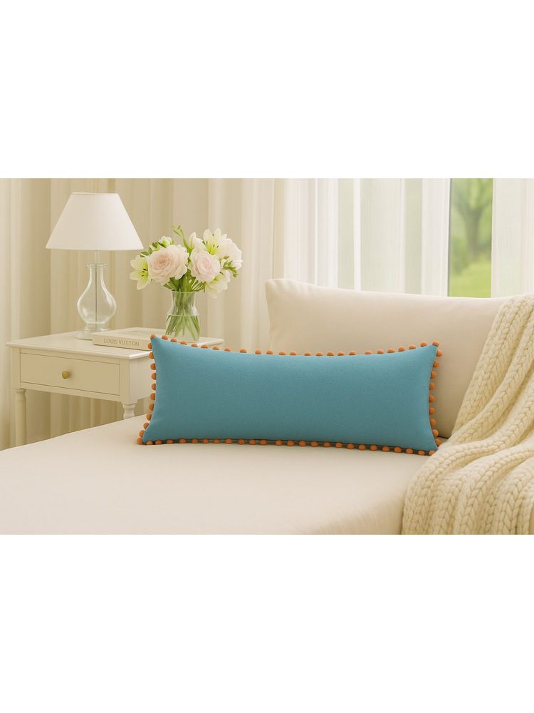 THROW PILLOW Bohemian Blue Pom-Pom Cushion Cover-picture-28