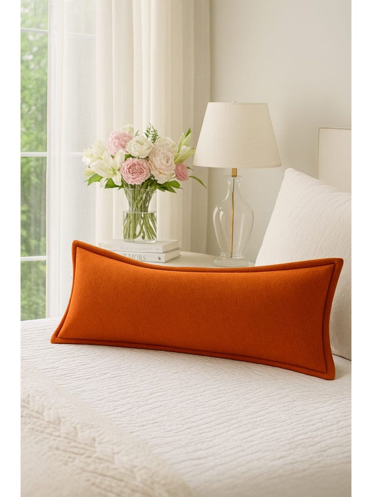 THROW PILLOW Elegance Solid Burnt Orange Flanged Cushion Cover-picture-16