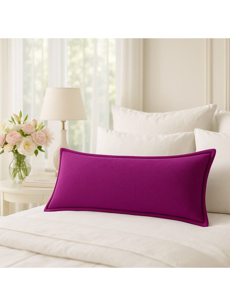 THROW PILLOW Elegance Solid Purple Flanged Cushion Cover-image-45