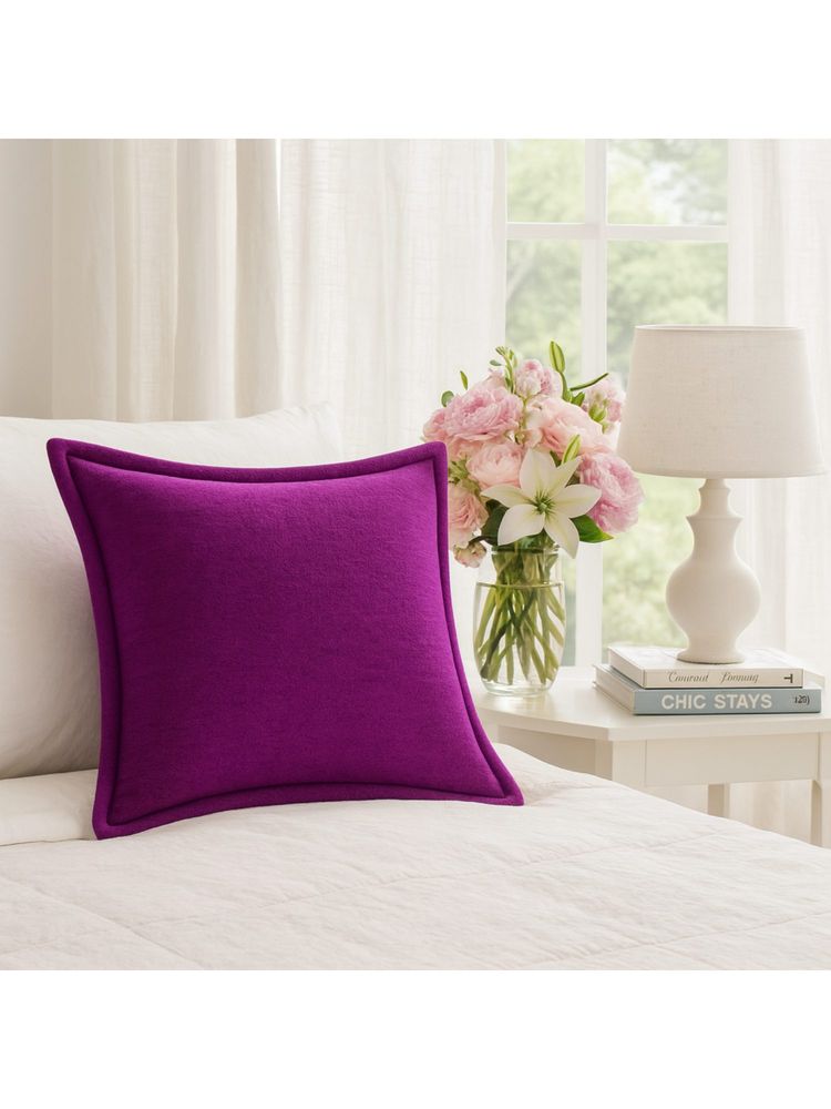 THROW PILLOW Elegance Solid Purple Flanged Cushion Cover-image-46