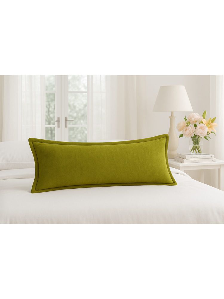 THROW PILLOW Elegance Solid Olive Green Flanged Cushion Cover-picture-20