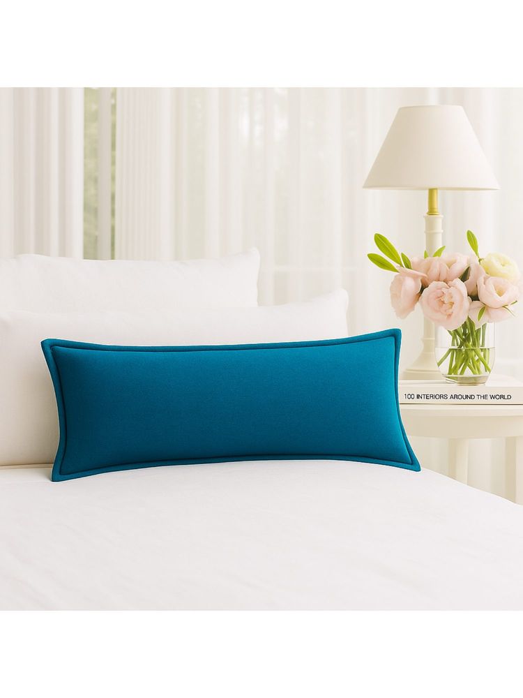 THROW PILLOW Elegance Solid Teal Blue Flanged Cushion Cover-picture-23