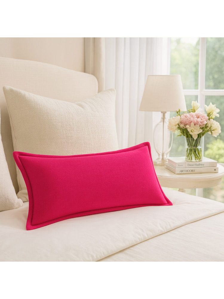 THROW PILLOW Elegance Solid Magenta Flanged Cushion Cover-picture-25