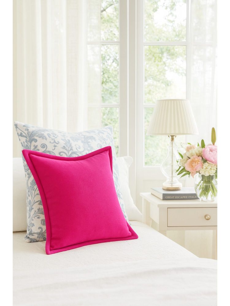 THROW PILLOW Elegance Solid Magenta Flanged Cushion Cover-picture-29