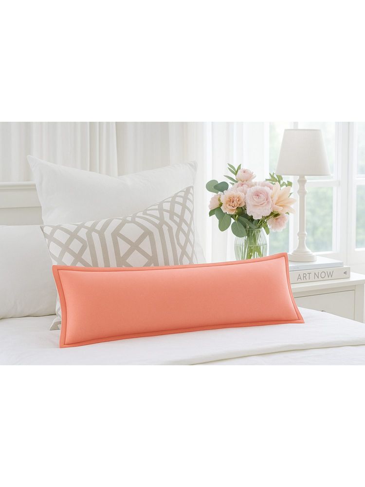 THROW PILLOW Elegance Solid Peach Flanged Cushion Cover-image-35