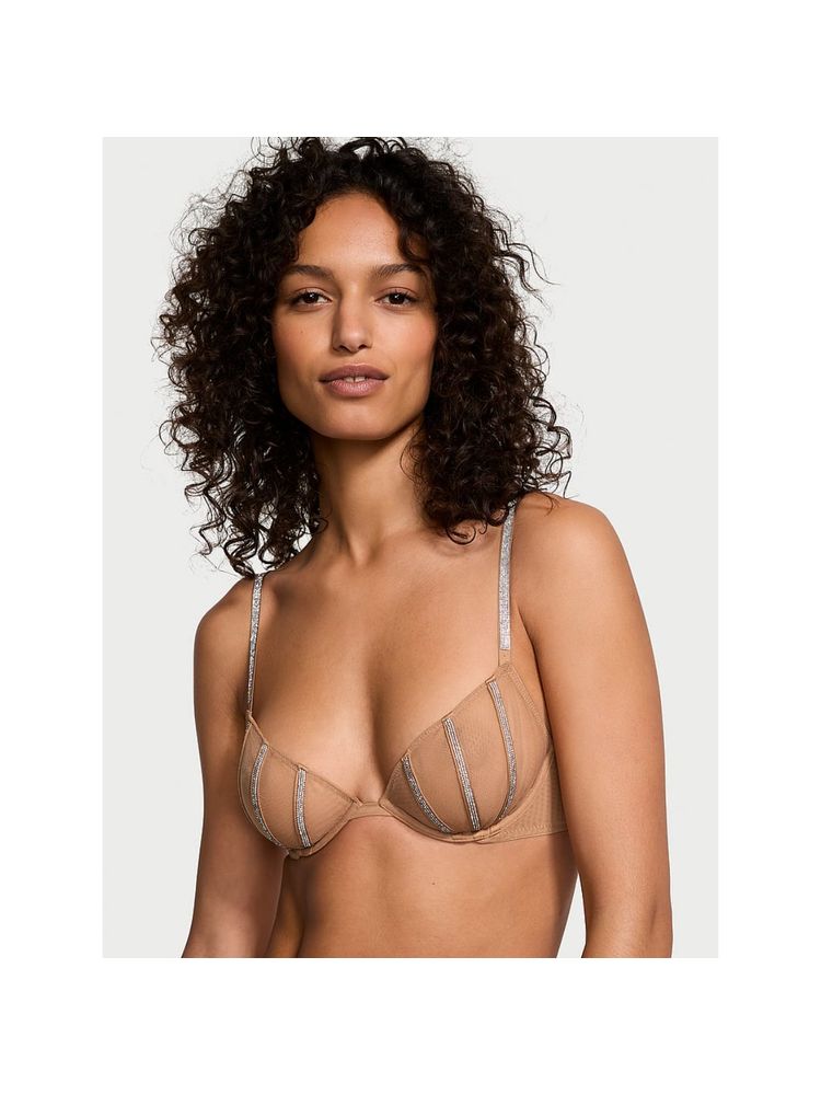 victoria's secret intimates Victoria's Secret Nude Very Sexy Sheer Shine Unlined Low-Cut Demi Bra-picture-24