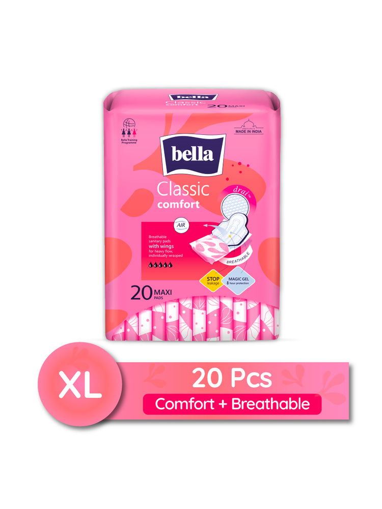 Bella Classic Comfort Maxi Drai, Breathable Sanitary Pads with Wings, Heavy Flow (20 Pcs)-image-32