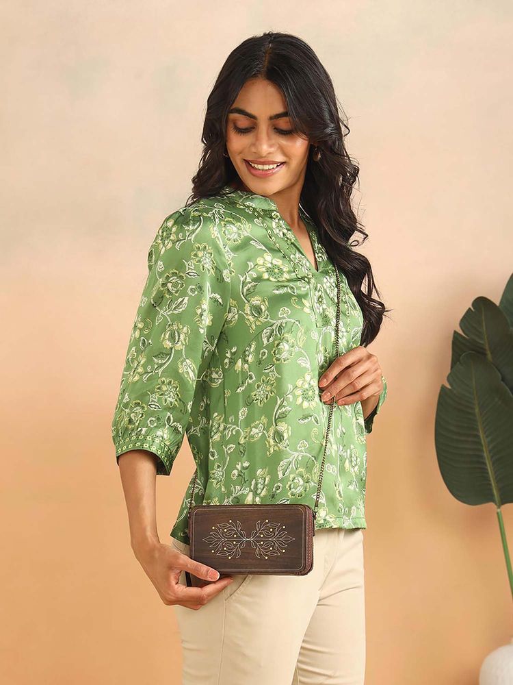 Fabindia Brown Relic Sling Bag with Detachable Strap-image-41