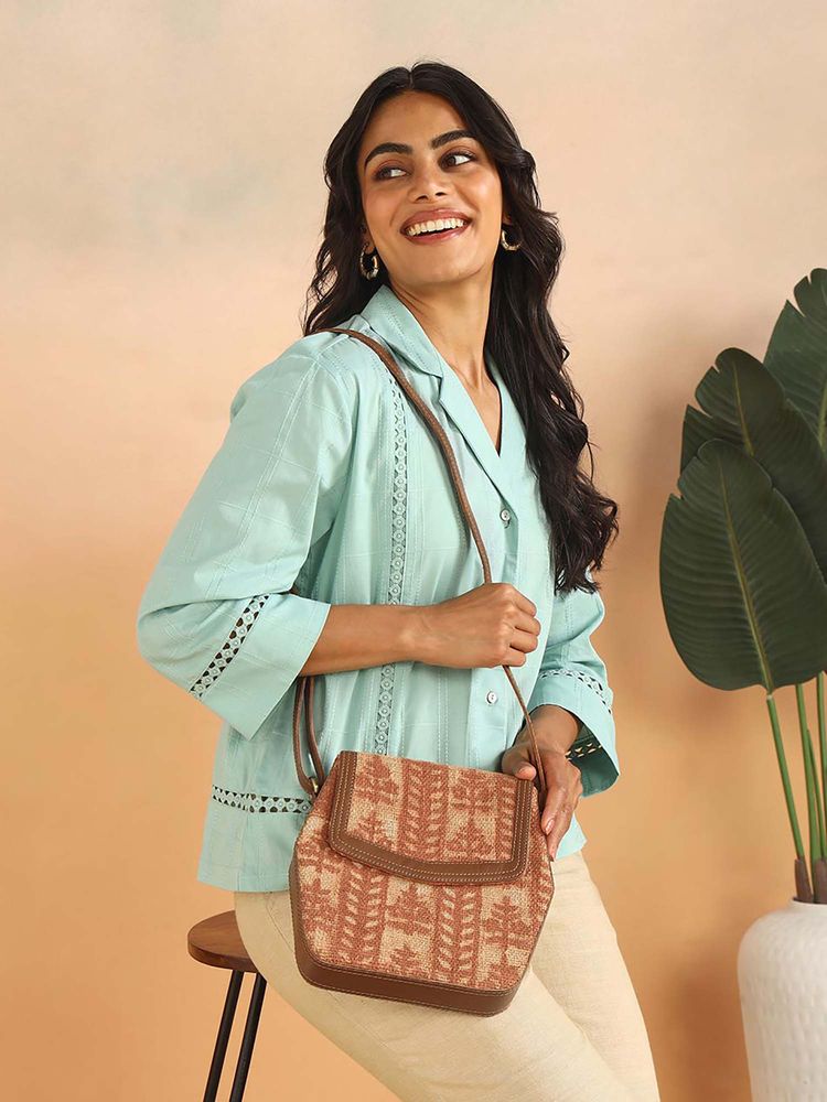 Fabindia Rust Hand Block Printed Sling Bag-image-12