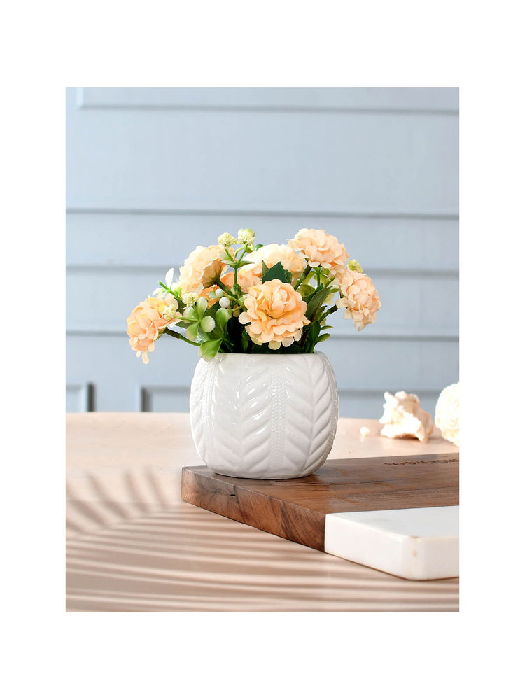 Tayhaa Artificial Flowers with A White Textured Planter-image-44