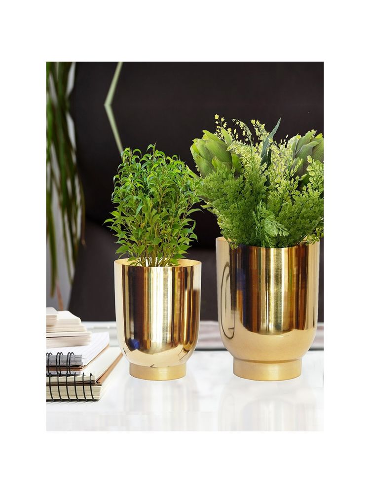 Ecofynd Eva Gold Metal Plant Pot-image-7