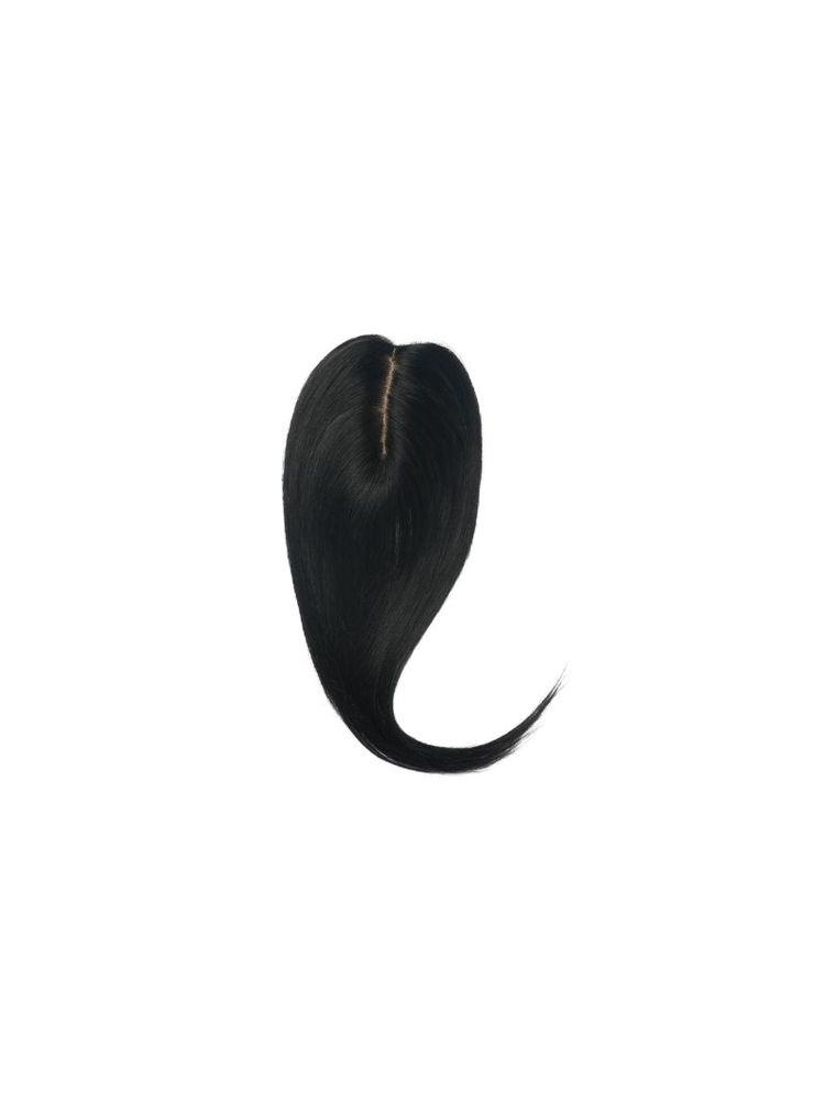 Nish Hair Scalp Line Hair Topper- 1.5 x 5 Inch Silk Base- Dark Black- Straight