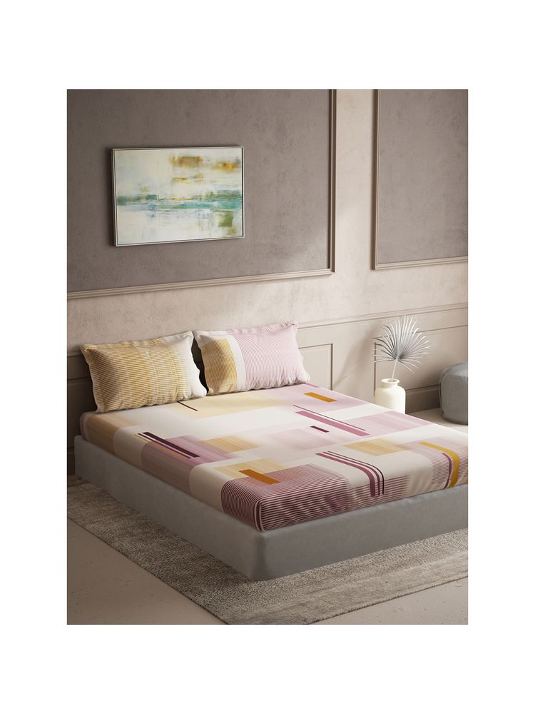 Ddecor Live Beautiful Cotton Geometric Queen 144 TC Bedsheet with 2 Pillow Covers - Multicolor-picture-43