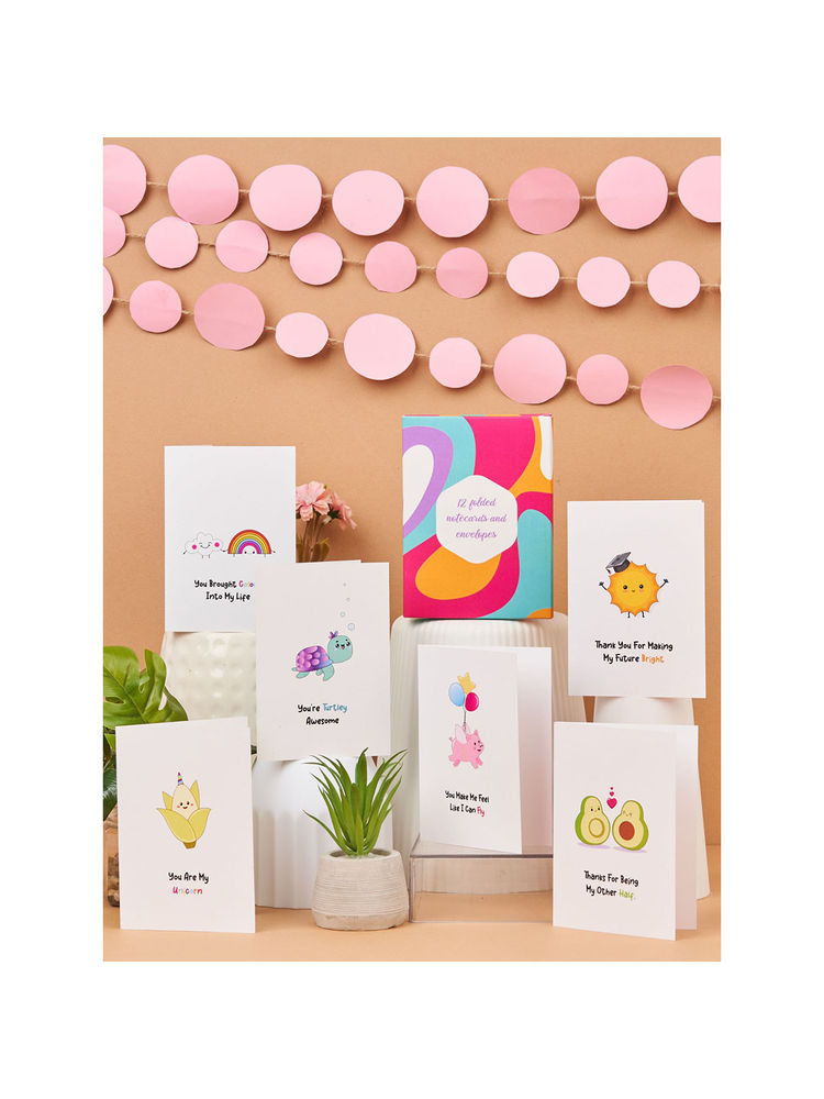 Doodle Collection Set of 12 Blank Notecards with Coloured Envelopes (Pun intended II)-picture-18