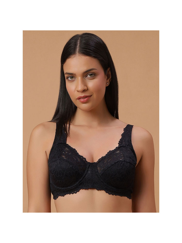 SOIE Women Lacy Non Padded Full-Coverage Bra with Flexi Underwire-Black-picture-12