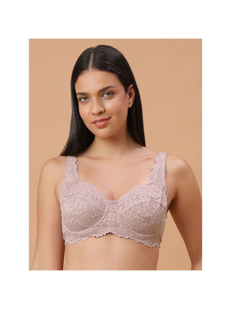SOIE Women Lacy Non Padded Full-Coverage Bra with Flexi Underwire-Brown-picture-26